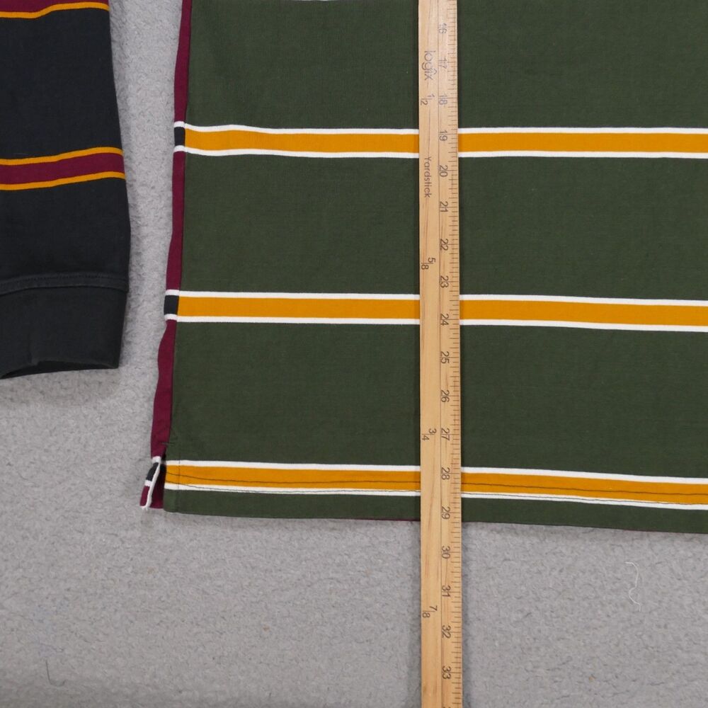Levis Rugby Shirt Mens Large Relaxed Fit Green Striped Long Sleeve Polo - Picture 10 of 15